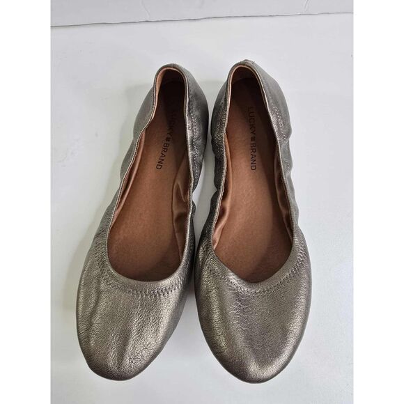 Lucky Brand Emmie Ballet Flats Womens 10M Metallic Leather Comfort - Picture 1 of 7